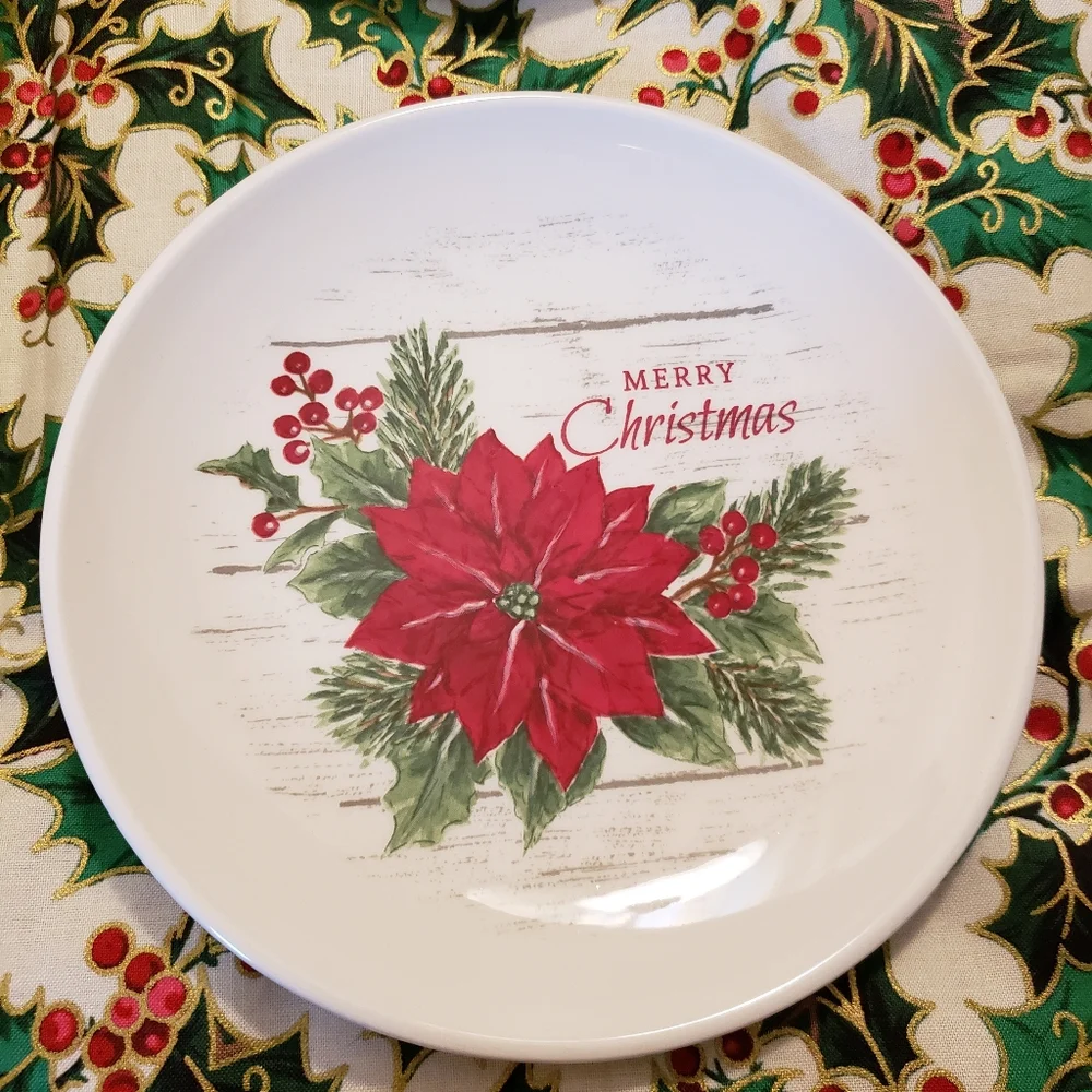 Christmas poinsettia appetizer plates set of 4 new